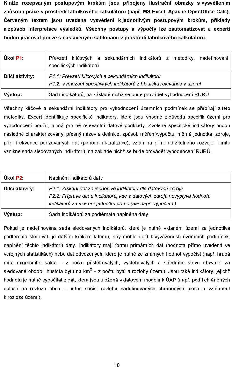 Všechny postupy a výpočty lze zautomatizovat a experti budou pracovat pouze s nastavenými šablonami v prostředí tabulkového kalkulátoru.