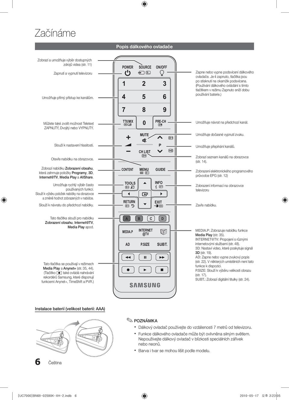 (Používání dálkového ovládání s tímto tlačítkem v režimu Zapnuto sníží dobu používání baterie.) Můžete také zvolit možnost Teletext ZAPNUTÝ, Dvojitý nebo VYPNUTÝ.