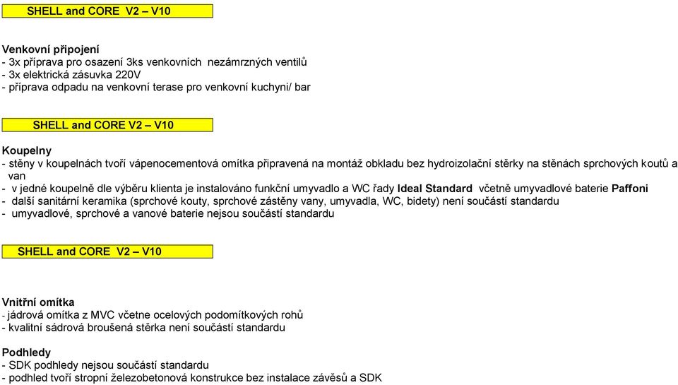 WC řady Ideal Standard včetně umyvadlové baterie Paffoni - další sanitární keramika (sprchové kouty, sprchové zástěny vany, umyvadla, WC, bidety) není součástí standardu - umyvadlové, sprchové a