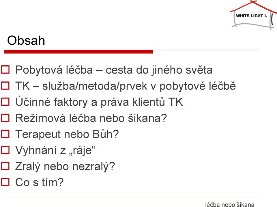 klientů TK Režimová léčba nebo šikana? Terapeut nebo Bůh?