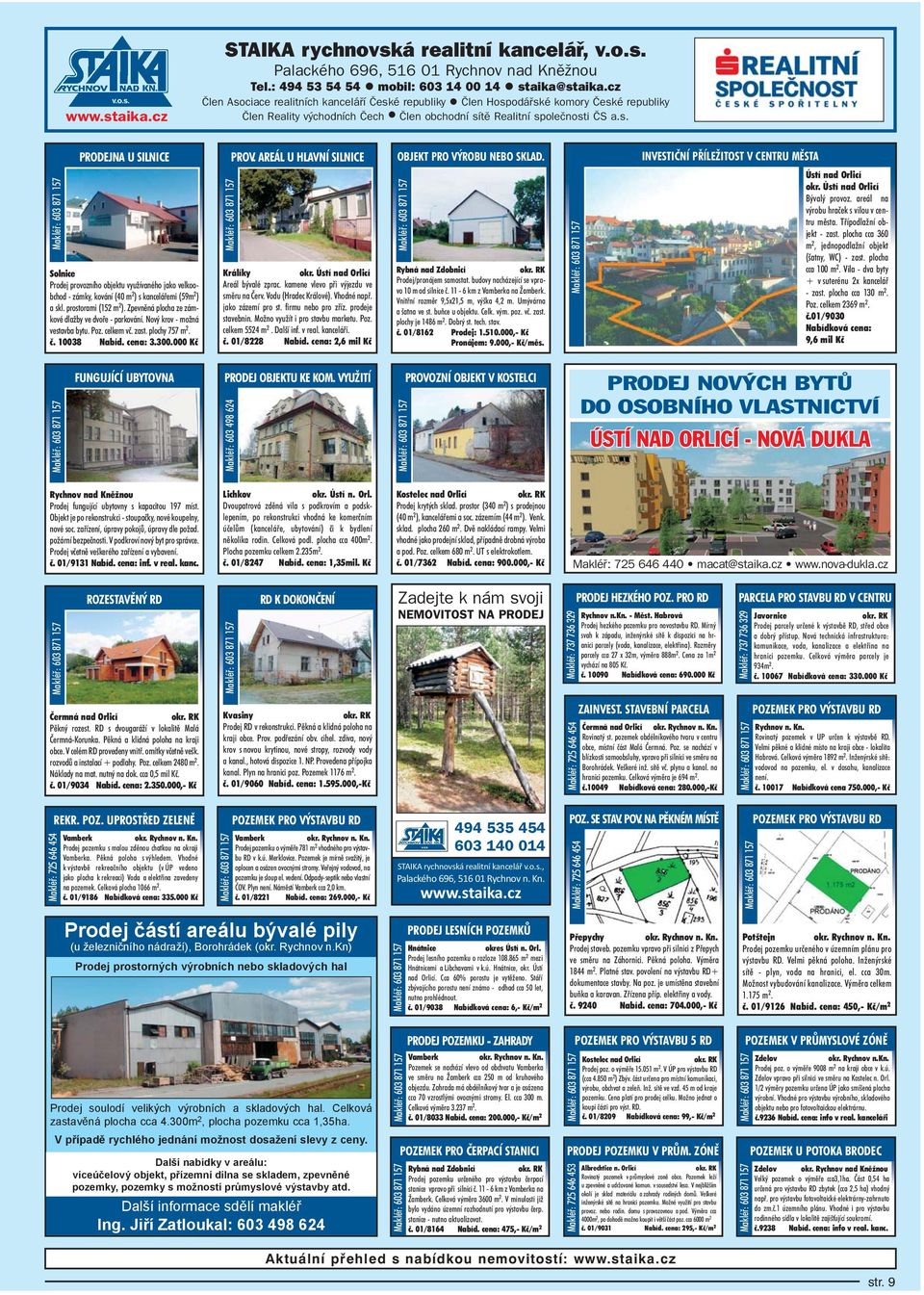 prostorami (152 m 2 ). Zpevněná plocha ze zámkové dlažby ve dvoře - parkování. Nový krov - možná vestavba bytu. Poz. celkem vč. zast. plochy 757 m 2. č. 10038 Nabíd. cena: 3.300.000 Kč PROV.