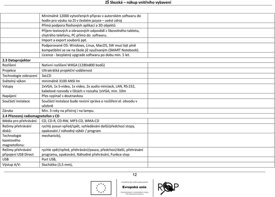 Import a export souborů ppt. Podporované OS: Windows, Linux, MacOS, SW musí být plně kompatibilní se sw na škole již využívaným (SMART Notebook). Licence - bezplatný upgrade softwaru po dobu min.