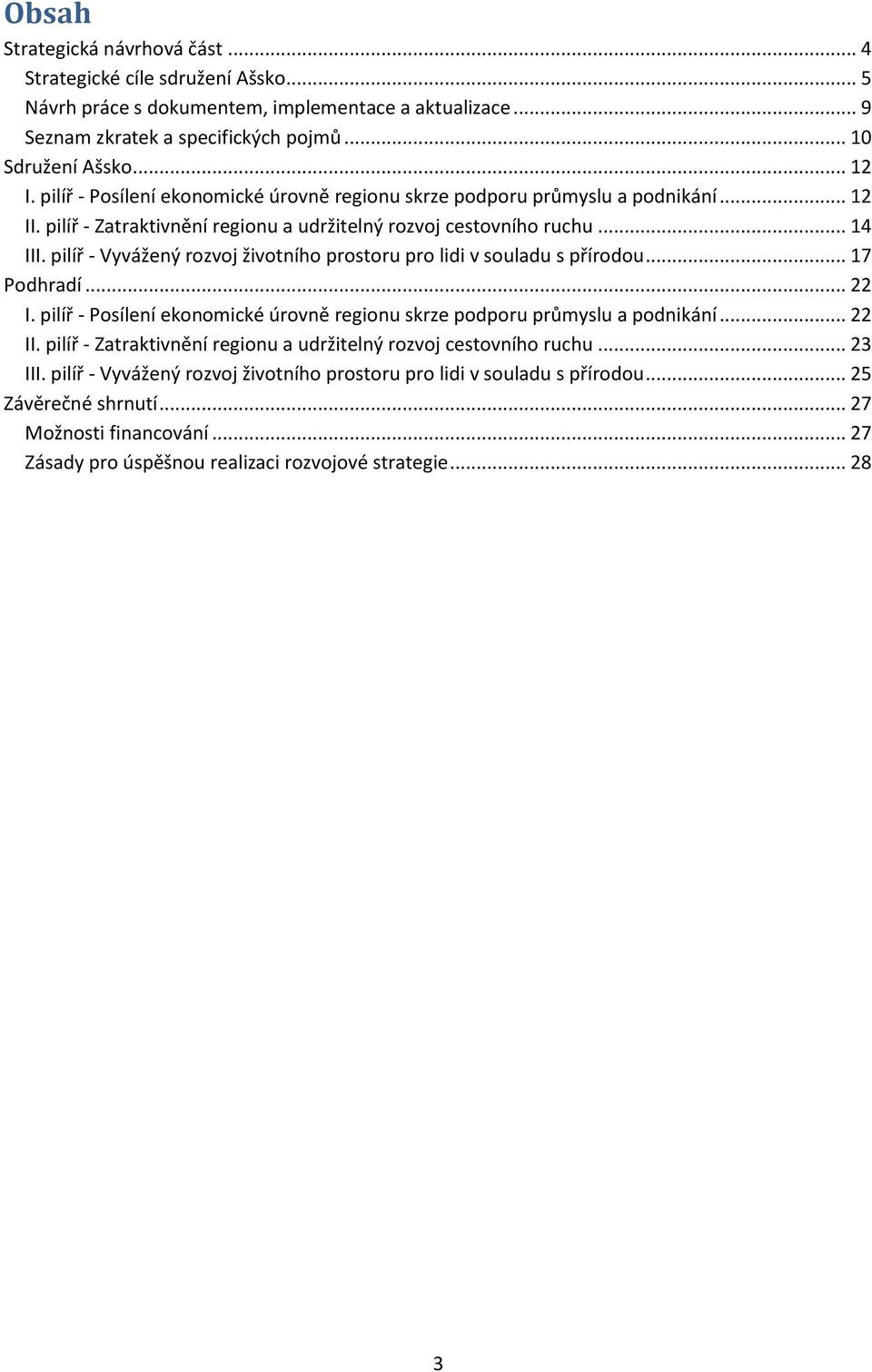 pilíř - Vyvážený rozvoj životního prostoru pro lidi v souladu s přírodou... 17 Podhradí... 22 I. pilíř - Posílení ekonomické úrovně regionu skrze podporu průmyslu a podnikání... 22 II.
