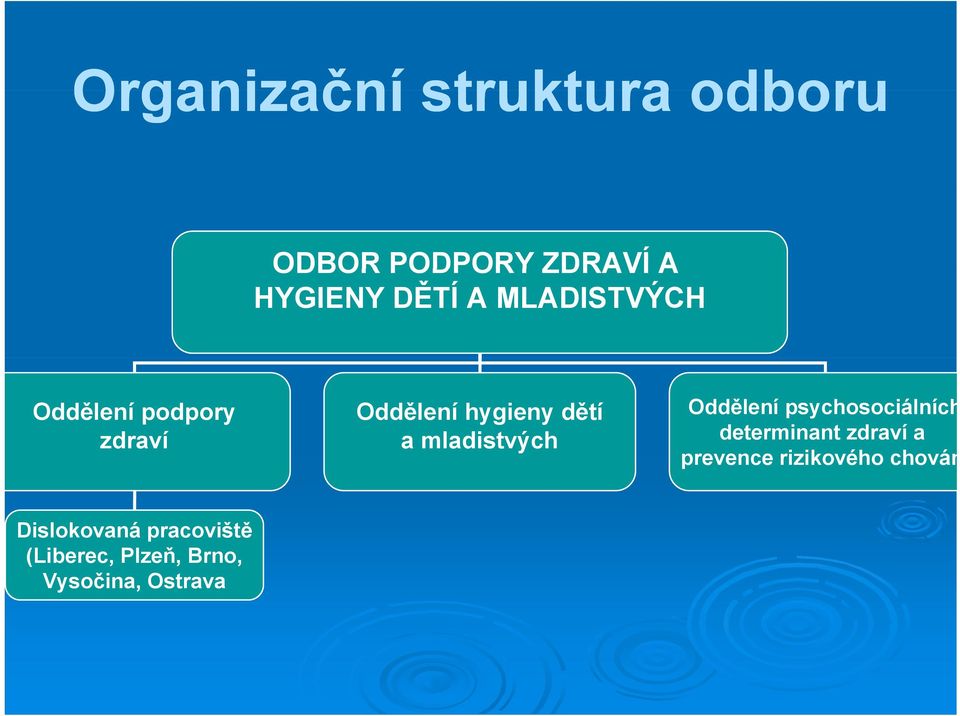 Oddělení psychosociálních determinant zdraví a prevence rizikového chován