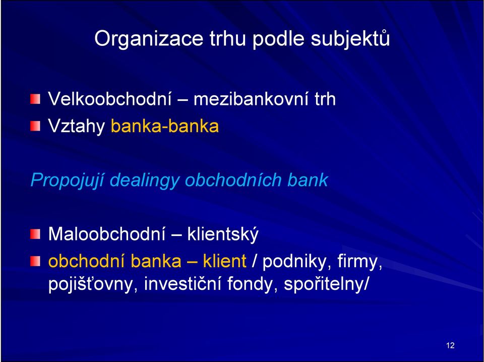 obchodních bank Maloobchodní klientský obchodní banka