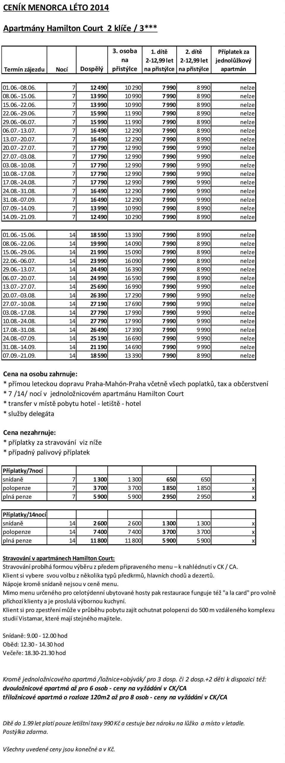 06.-29.06. 7 15 990 11 990 7 990 8 990 nelze 29.06.-06.07. 7 15 990 11 990 7 990 8 990 nelze 06.07.-13.07. 7 16 490 12 290 7 990 8 990 nelze 13.07.-20.07. 7 16 490 12 290 7 990 8 990 nelze 20.07.-27.