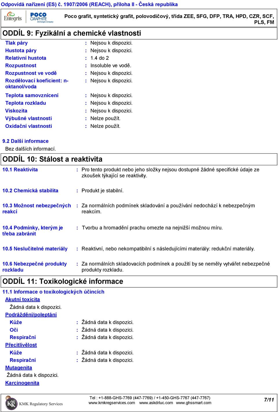 Teplota samovznícení Teplota rozkladu Viskozita Výbušné vlastnosti Oxidační vlastnosti 1.4 do 2 Insoluble ve vodě. 9.2 Další informace Bez dalších informací. ODDÍL 10 Stálost a reaktivita 10.