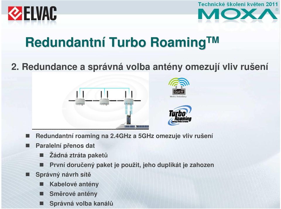 2.4GHz a 5GHz omezuje vliv rušení Paralelní přenos dat Žádná ztráta paketů