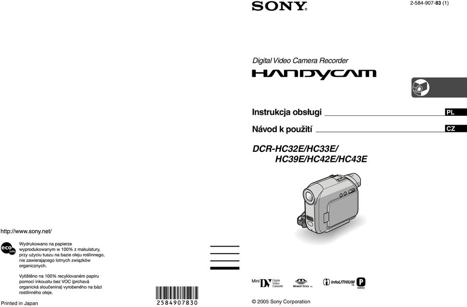 použití PL CZ DCR-HC32E/HC33E/