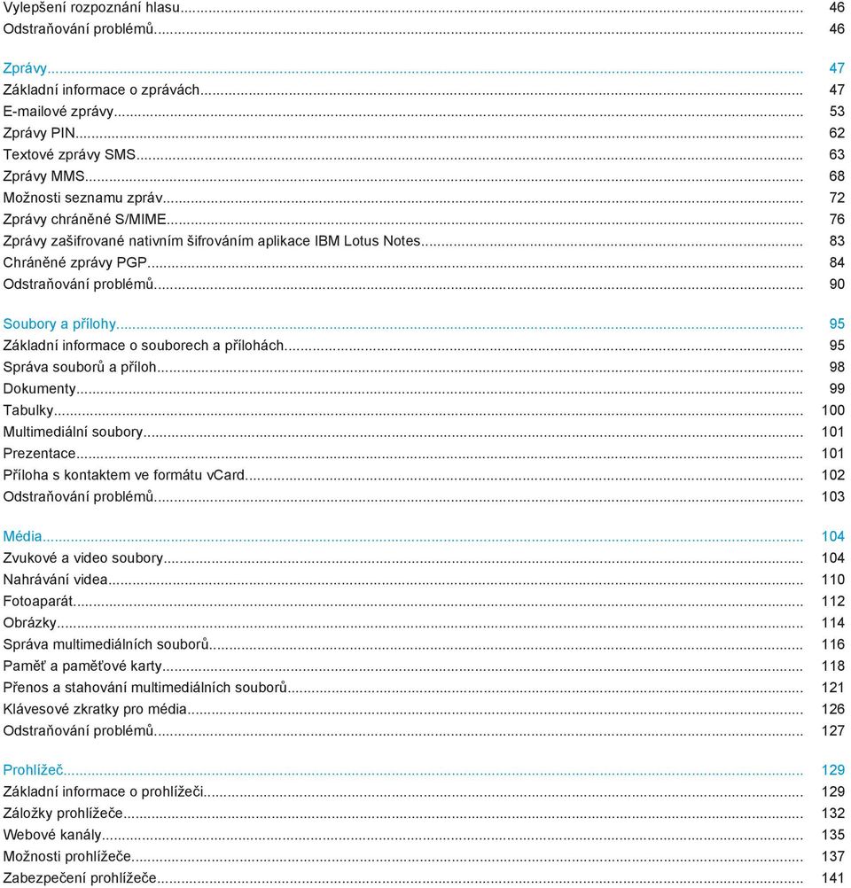 .. 90 Soubory a přílohy... 95 Základní informace o souborech a přílohách... 95 Správa souborů a příloh... 98 Dokumenty... 99 Tabulky... 100 Multimediální soubory... 101 Prezentace.