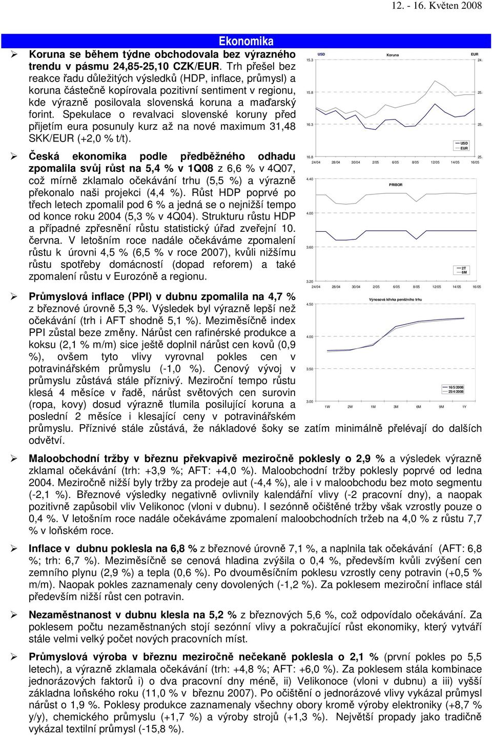 Spekulace o revalvaci slovenské koruny ped pijetím eura posunuly kurz až na nové maximum 31,48 SKK/EUR (+2,0 % t/t).