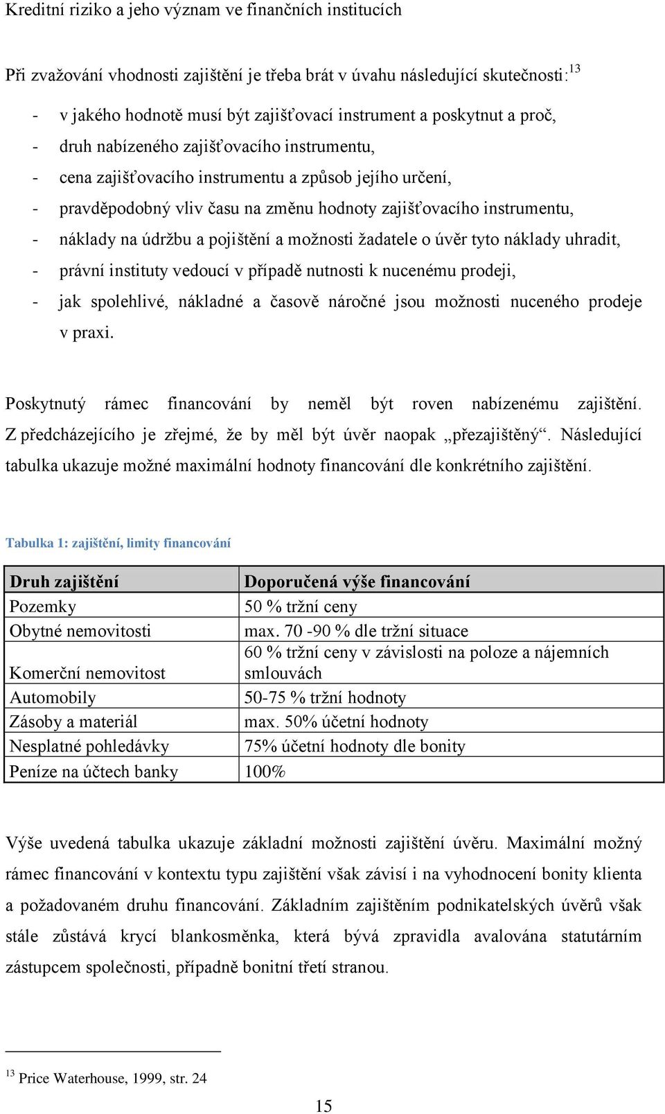 na údržbu a pojištění a možnosti žadatele o úvěr tyto náklady uhradit, - právní instituty vedoucí v případě nutnosti k nucenému prodeji, - jak spolehlivé, nákladné a časově náročné jsou možnosti