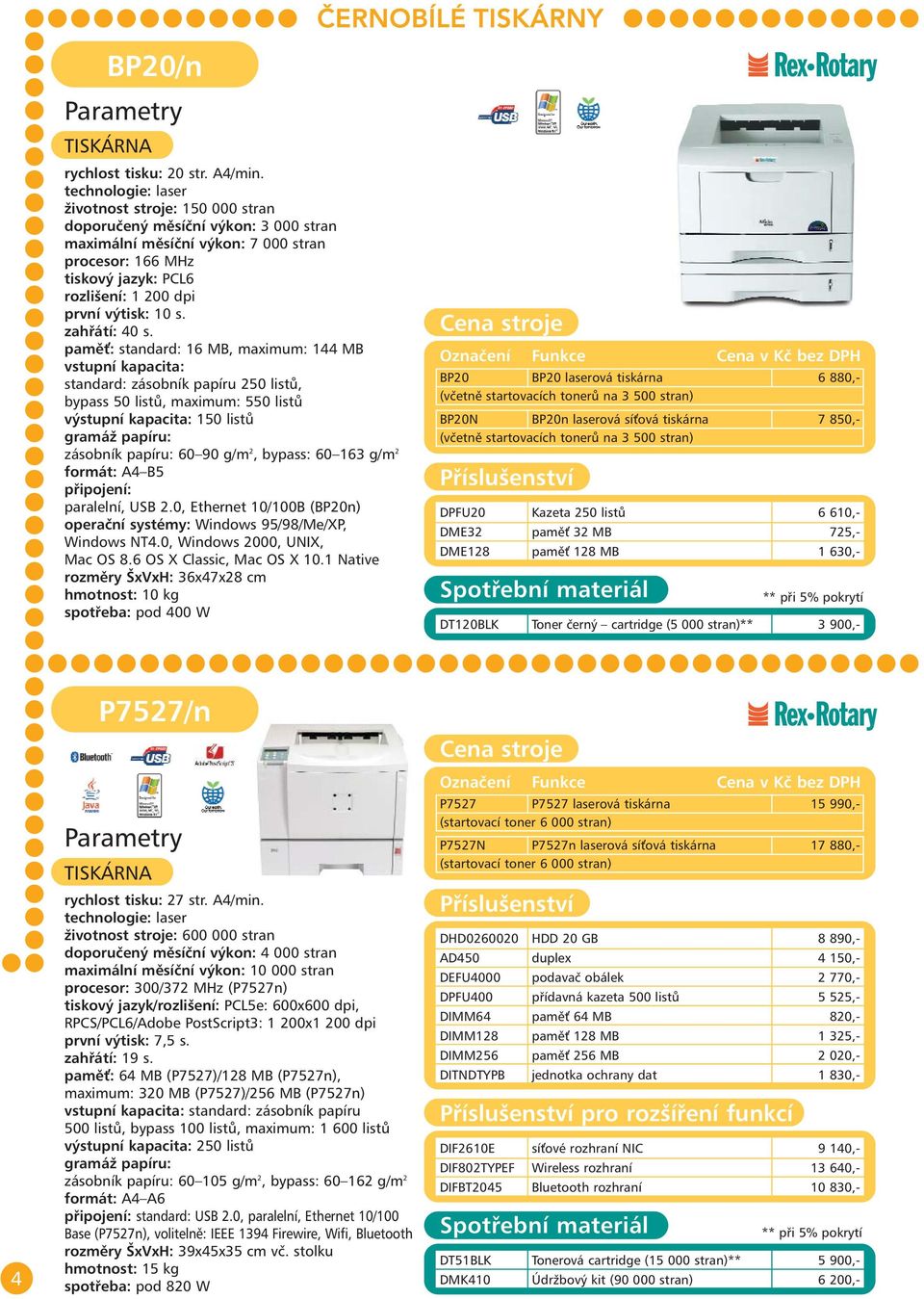 pamě : standard: 16 MB, maximum: 144 MB standard: zásobník papíru 250 listů, bypass 50 listů, maximum: 550 listů výstupní kapacita: 150 listů zásobník papíru: 60 90 g/m 2, bypass: 60 163 g/m 2