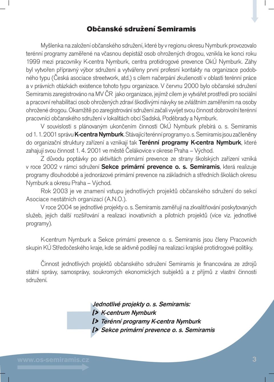 Záhy byl vytvořen přípravný výbor sdružení a vytvářeny první profesní kontakty na organizace podobného typu (Česká asociace streetwork, atd.