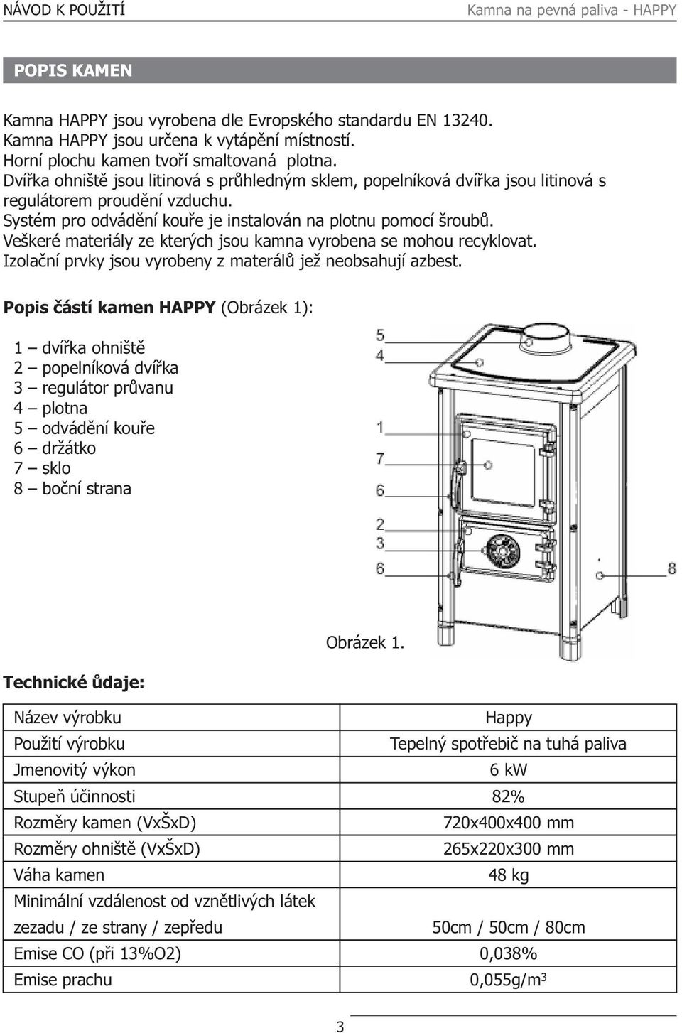 Veškeré materiály ze kterých jsou kamna vyrobena se mohou recyklovat. Izolaèní prvky jsou vyrobeny z materálù jež neobsahují azbest.