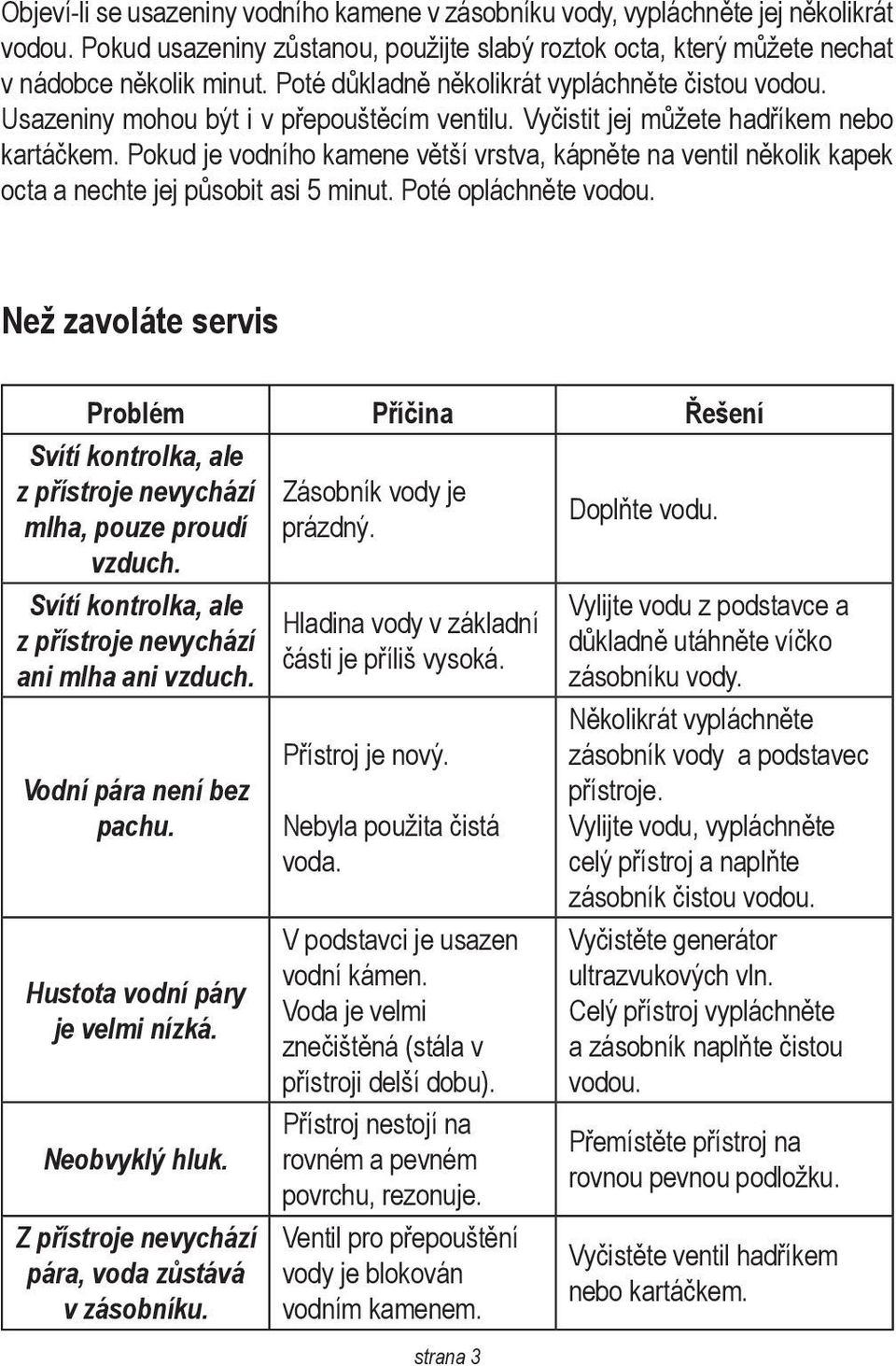 Pokud je vodního kamene větší vrstva, kápněte na ventil několik kapek octa a nechte jej působit asi 5 minut. Poté opláchněte vodou.