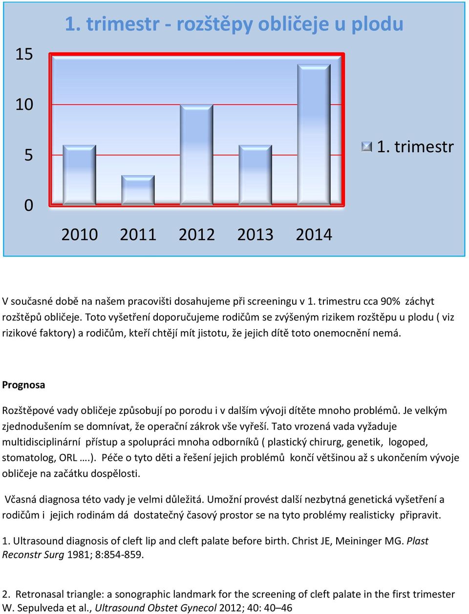 Toto vyšetření doporučujeme rodičům se zvýšeným rizikem rozštěpu u plodu ( viz rizikové faktory) a rodičům, kteří chtějí mít jistotu, že jejich dítě toto onemocnění nemá.