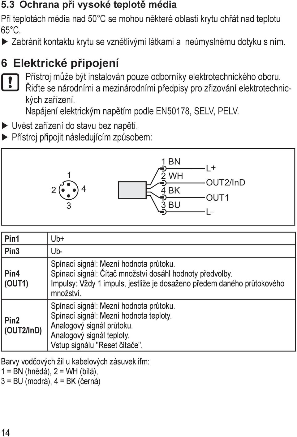 Napájení elektrickým napětím podle EN50178, ELV, PELV. Uvést zařízení do stavu bez napětí.