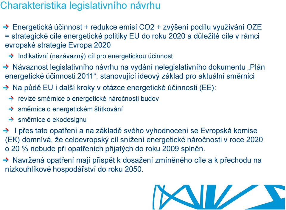 základ pro aktuální směrnici Na půdě EU i další kroky v otázce energetické účinnosti (EE): revize směrnice o energetické náročnosti budov směrnice o energetickém štítkování směrnice o ekodesignu I