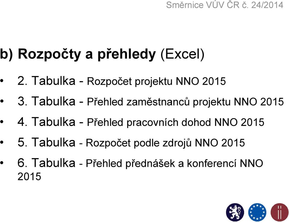 Tabulka - Přehled zaměstnanců projektu NNO 2015 4.