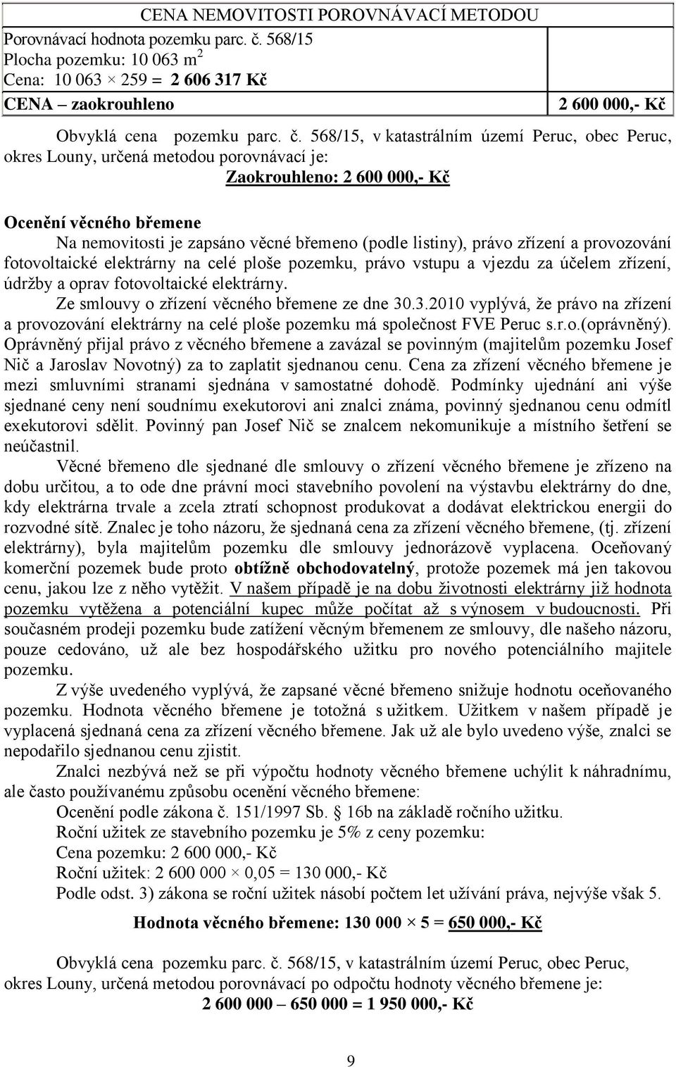 listiny), právo zřízení a provozování fotovoltaické elektrárny na celé ploše pozemku, právo vstupu a vjezdu za účelem zřízení, údržby a oprav fotovoltaické elektrárny.