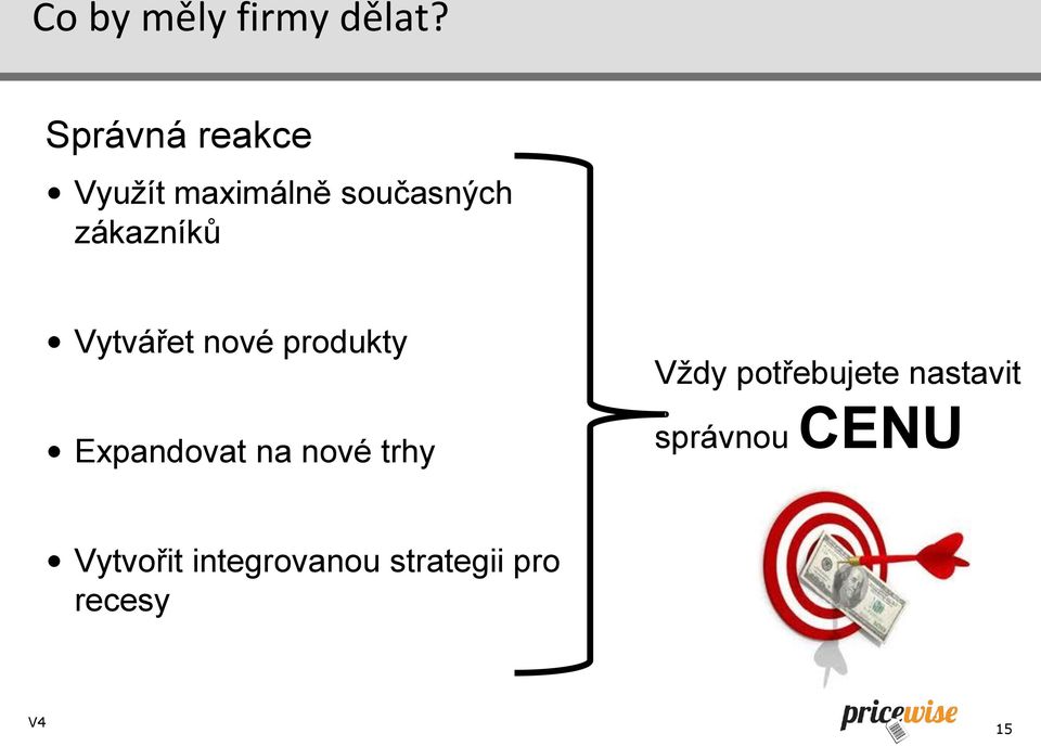 Vytvářet nové produkty Expandovat na nové trhy Vždy