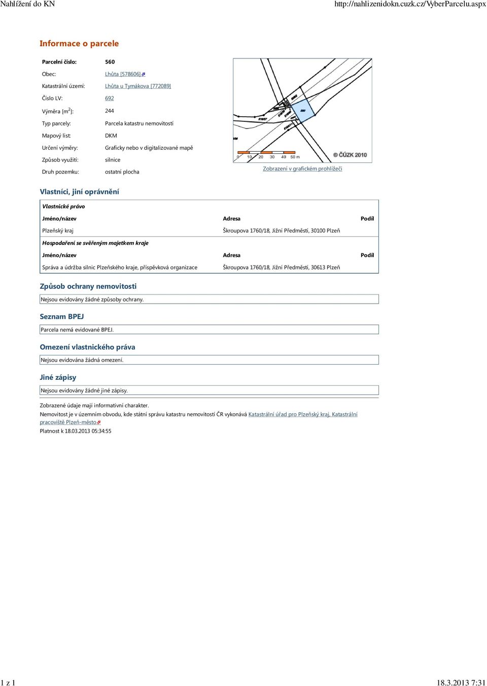 silnice Platnost k 18.03.