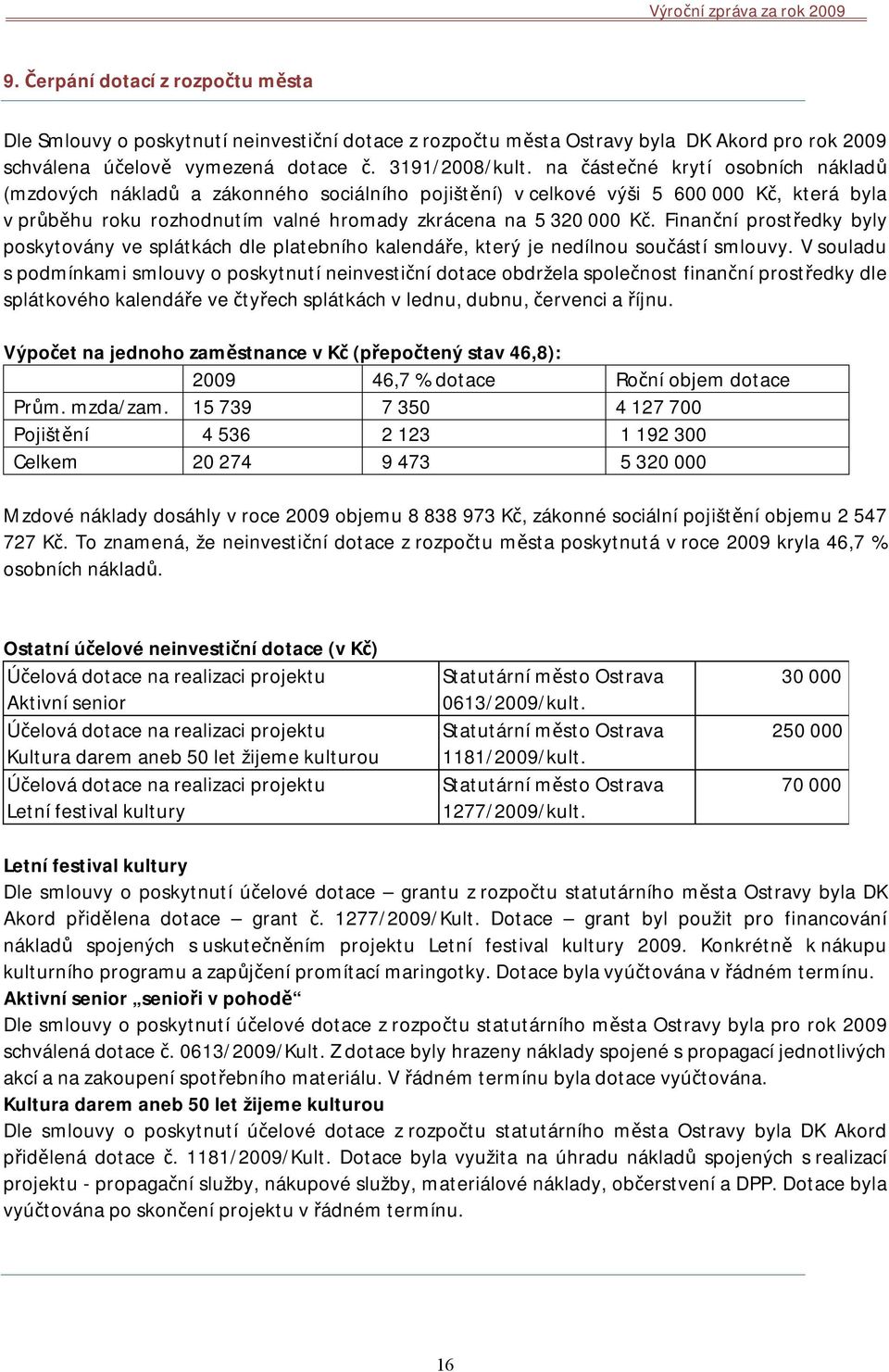 Finanční prostředky byly poskytovány ve splátkách dle platebního kalendáře, který je nedílnou součástí smlouvy.