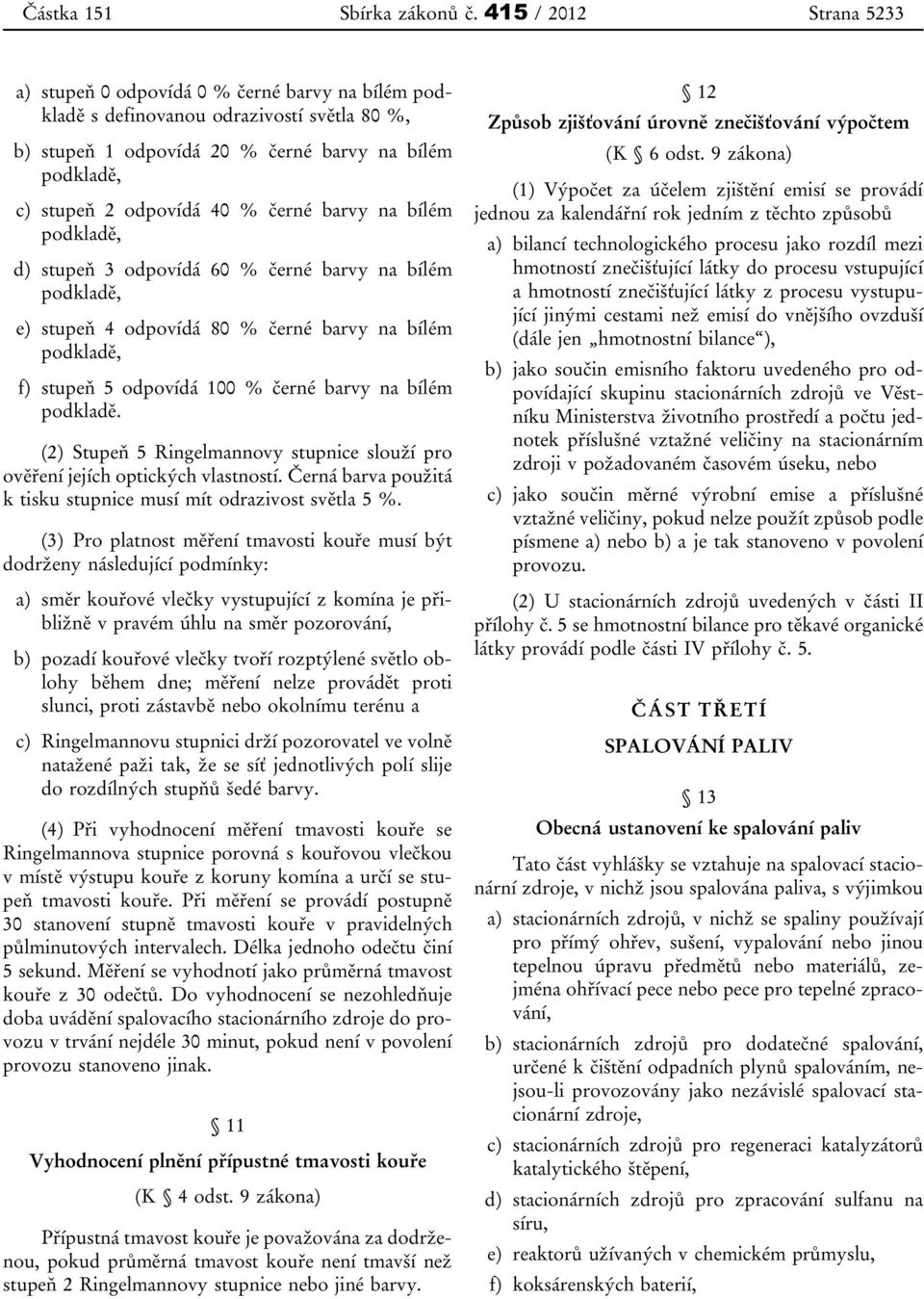 černé barvy na bílém podkladě, d) stupeň 3 odpovídá 60 % černé barvy na bílém podkladě, e) stupeň 4 odpovídá 80 % černé barvy na bílém podkladě, f) stupeň 5 odpovídá 100 % černé barvy na bílém