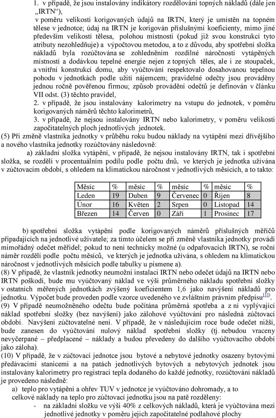 složka nákladů byla rozúčtována se zohledněním rozdílné náročnosti vytápěných místností a dodávkou tepelné energie nejen z topných těles, ale i ze stoupaček, a vnitřní konstrukcí domu, aby vyúčtování