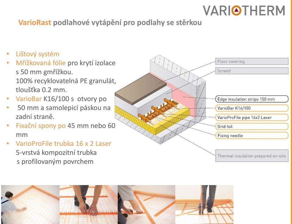 VarioBar K16/100 s otvory po 50 mm a samolepicí páskou na zadní straně.