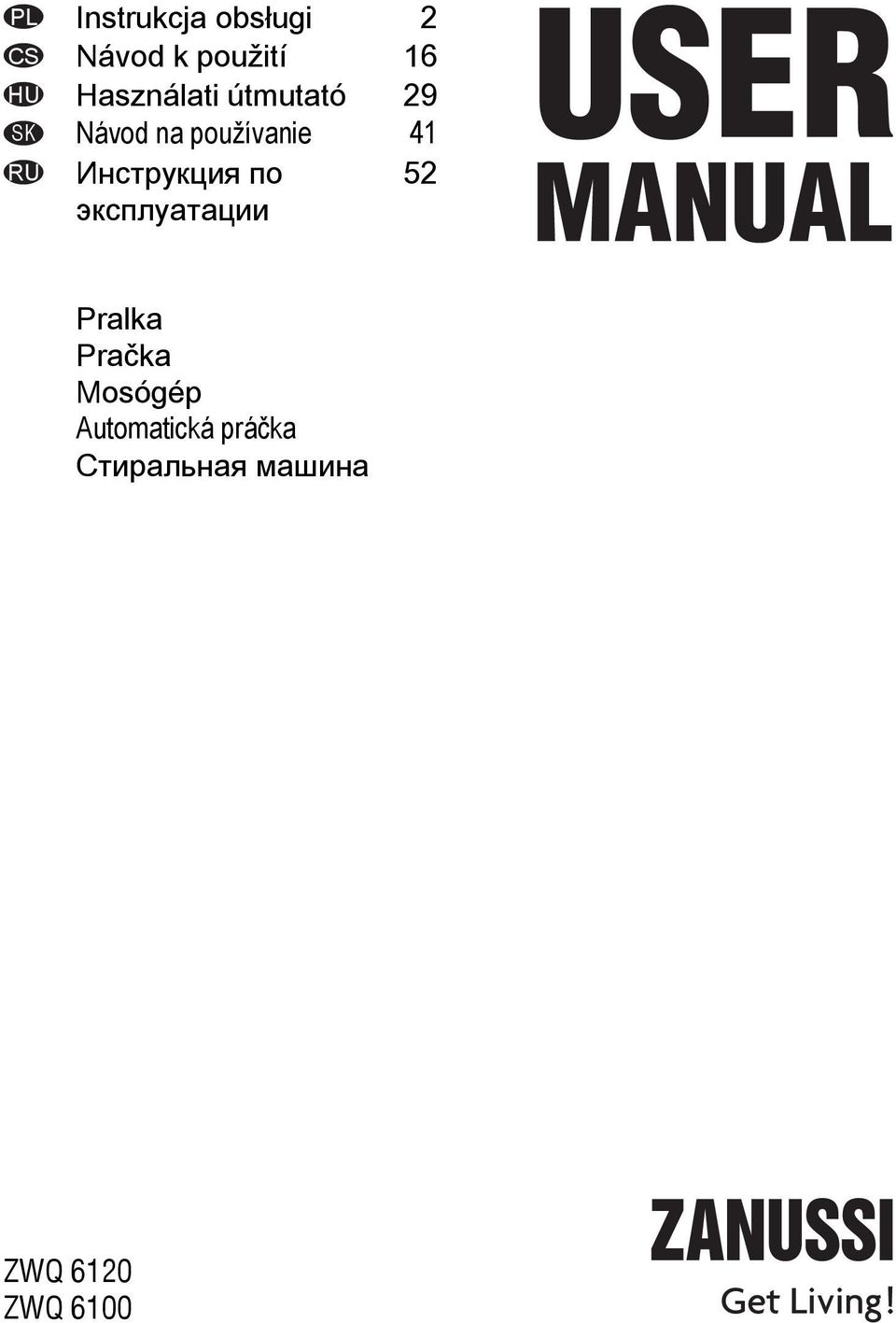 Инструкция по эксплуатации 52 Pralka Pračka Mosógép