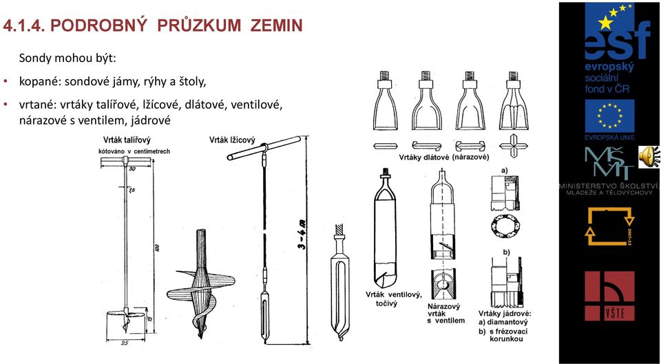 vrtané: vrtáky talířové, lžícové,