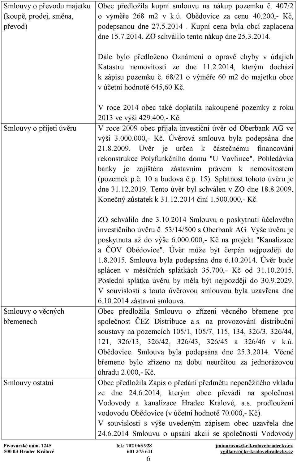 68/21 o výměře 60 m2 do majetku obce v účetní hodnotě 645,60 Kč.