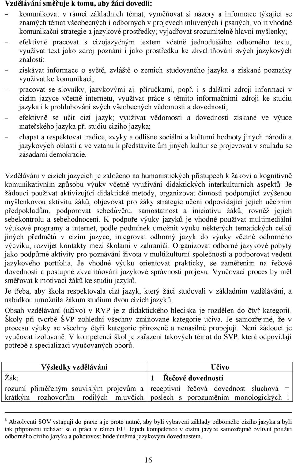 zdroj poznání i jako prostředku ke zkvalitňování svých jazykových znalostí; získávat informace o světě, zvláště o zemích studovaného jazyka a získané poznatky využívat ke komunikaci; pracovat se