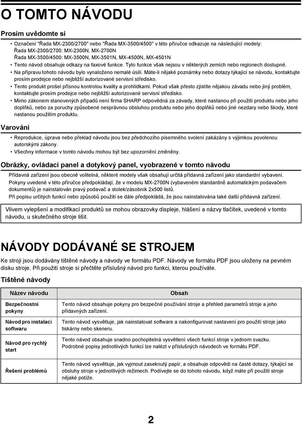 Na přípravu tohoto návodu bylo vynaloženo nemalé úsilí. Máte-li nějaké poznámky nebo dotazy týkající se návodu, kontaktujte prosím prodejce nebo nejbližší autorizované servisní středisko.