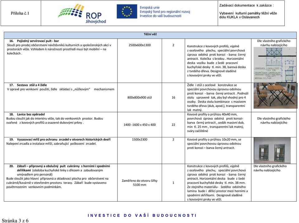 Těžní věž 2500x600x300 2 Konstrukce z kovových profilů, výplně z ocelového plechu, speciální povrchová úprava odolná proti korozi - barva černý antracit. Kolečka s brzdou.