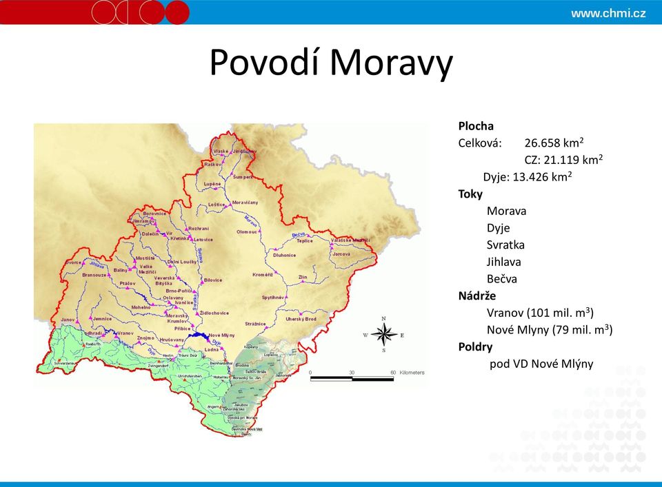 426 km 2 Toky Morava Dyje Svratka Jihlava Bečva