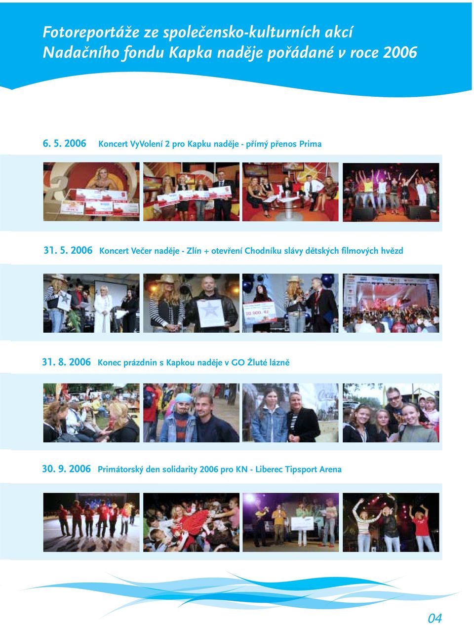 2006 Koncert Večer naděje - Zlín + otevření Chodníku slávy dětských filmových hvězd 31. 8.