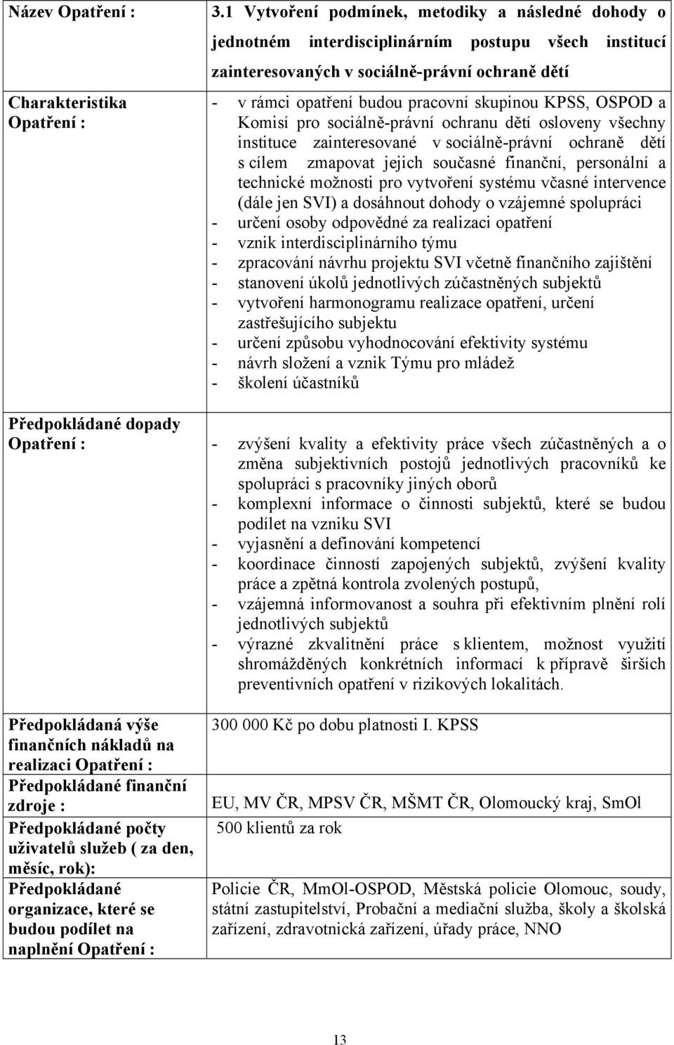 KPSS, OSPOD a Komisí pro sociálně-právní ochranu dětí osloveny všechny instituce zainteresované v sociálně-právní ochraně dětí s cílem zmapovat jejich současné finanční, personální a technické