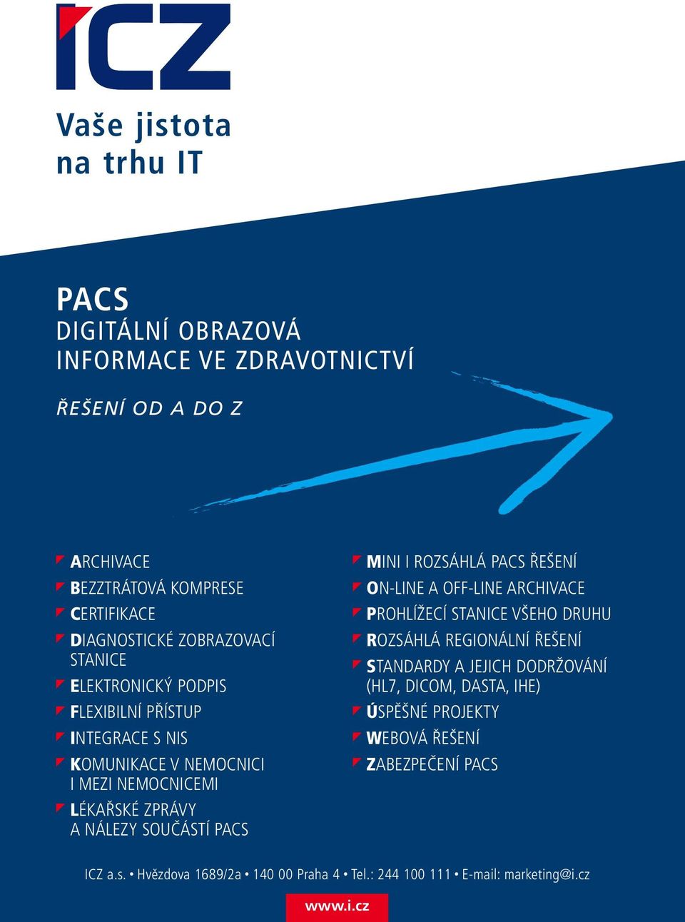 PACS MINI I ROZSÁHLÁ PACS ŘEŠENÍ ON-LINE A OFF-LINE ARCHIVACE PROHLÍŽECÍ STANICE VŠEHO DRUHU ROZSÁHLÁ REGIONÁLNÍ ŘEŠENÍ STANDARDY A JEJICH DODRŽOVÁNÍ