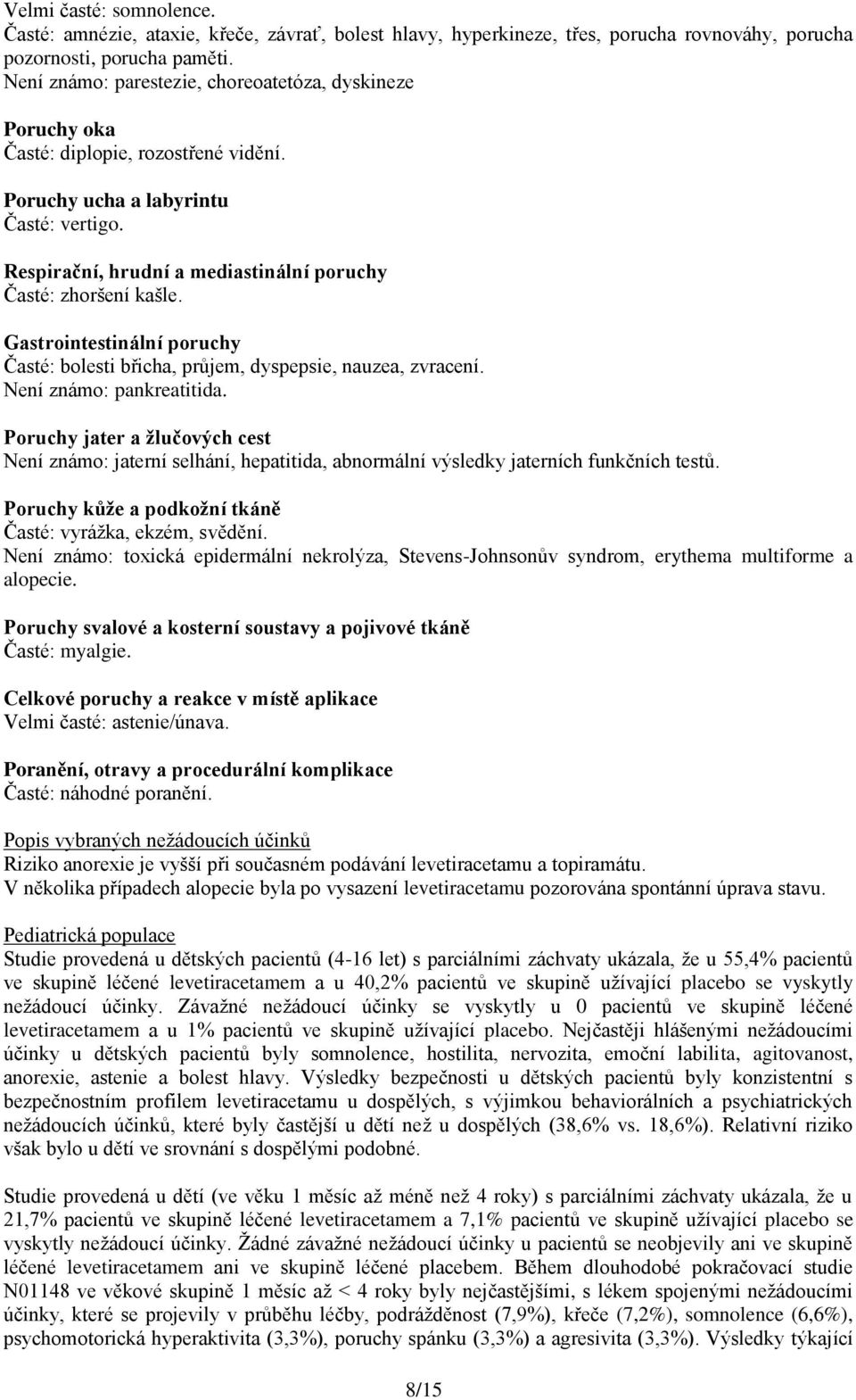 Respirační, hrudní a mediastinální poruchy Časté: zhoršení kašle. Gastrointestinální poruchy Časté: bolesti břicha, průjem, dyspepsie, nauzea, zvracení. Není známo: pankreatitida.