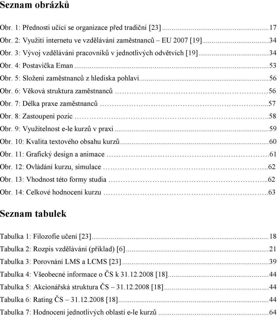 7: Délka praxe zaměstnanců...57 Obr. 8: Zastoupení pozic..58 Obr. 9: Využitelnost e-le kurzů v praxi...59 Obr. 10: Kvalita textového obsahu kurzů...60 Obr. 11: Grafický design a animace.61 Obr.