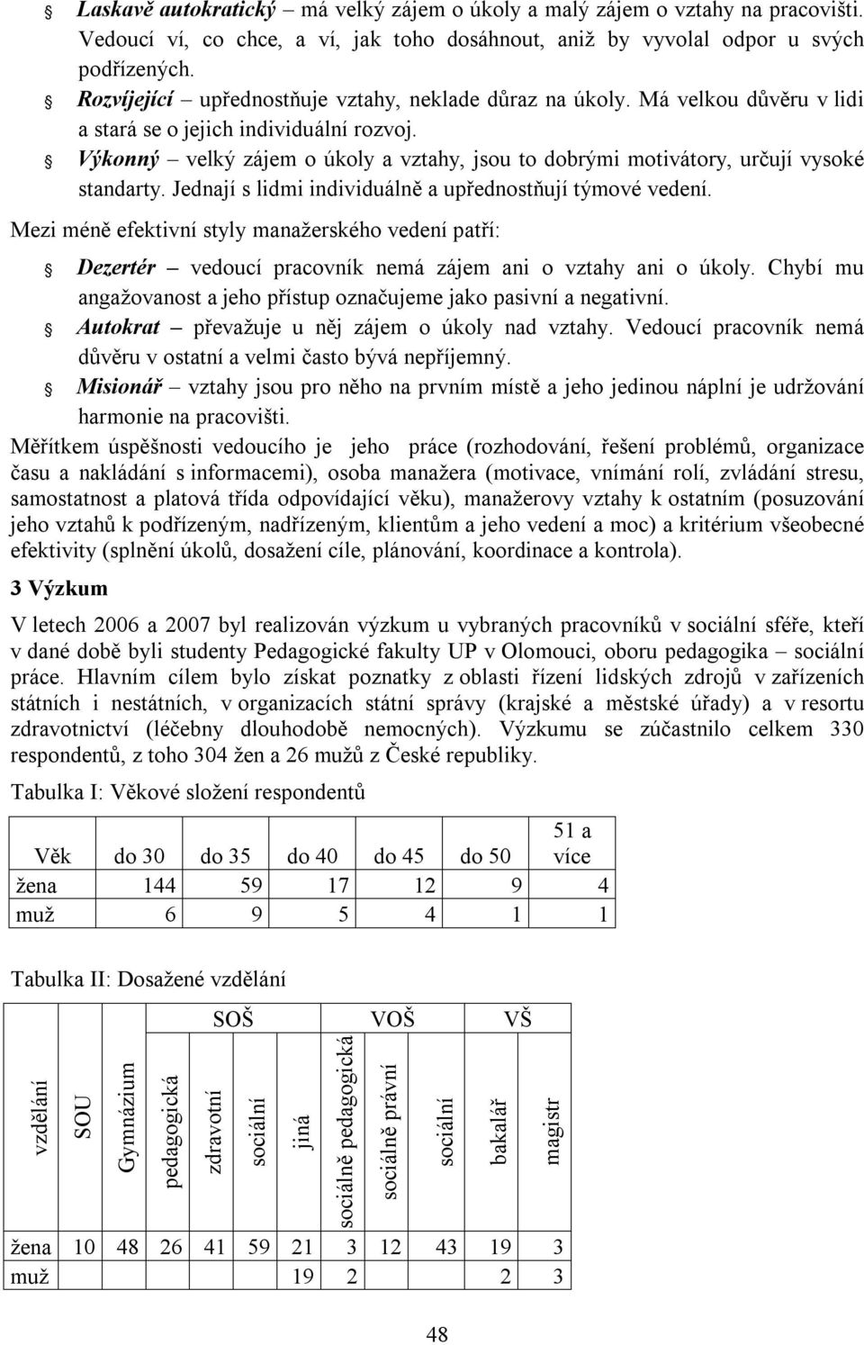 Výkonný velký zájem o úkoly a vztahy, jsou to dobrými motivátory, určují vysoké standarty. Jednají s lidmi individuálně a upřednostňují týmové vedení.