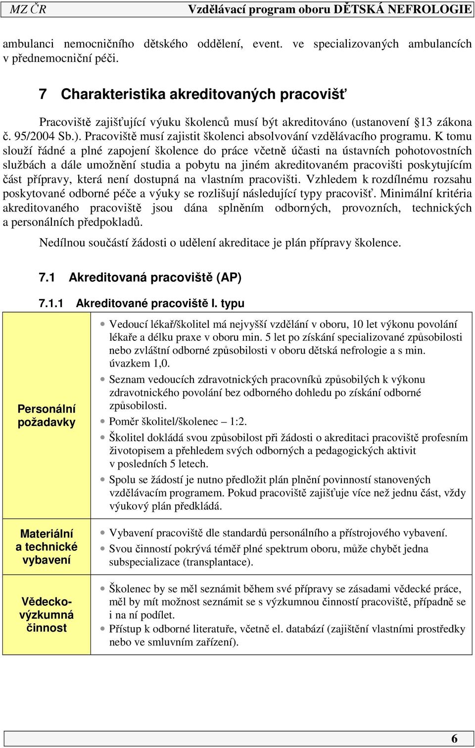 Pracoviště musí zajistit školenci absolvování vzdělávacího programu.