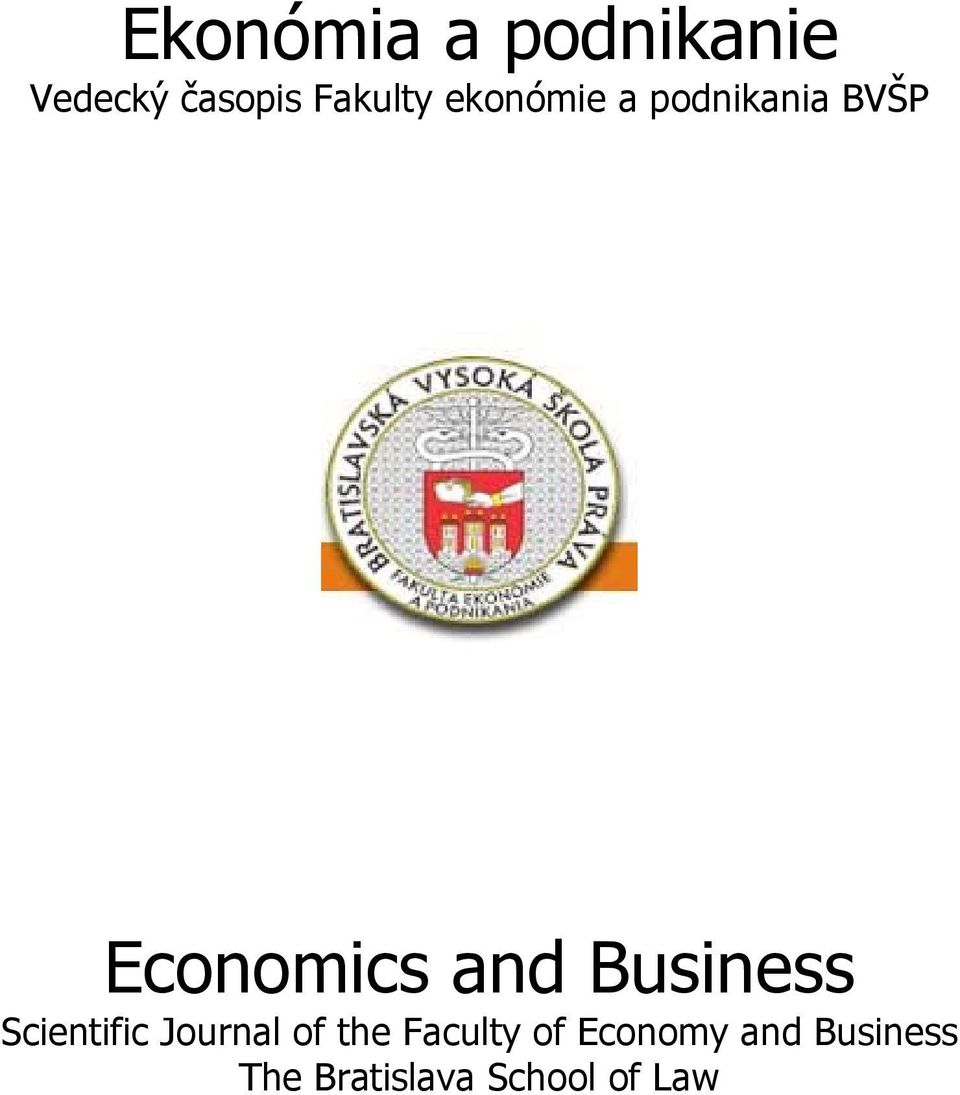 Business Scientific Journal of the Faculty of