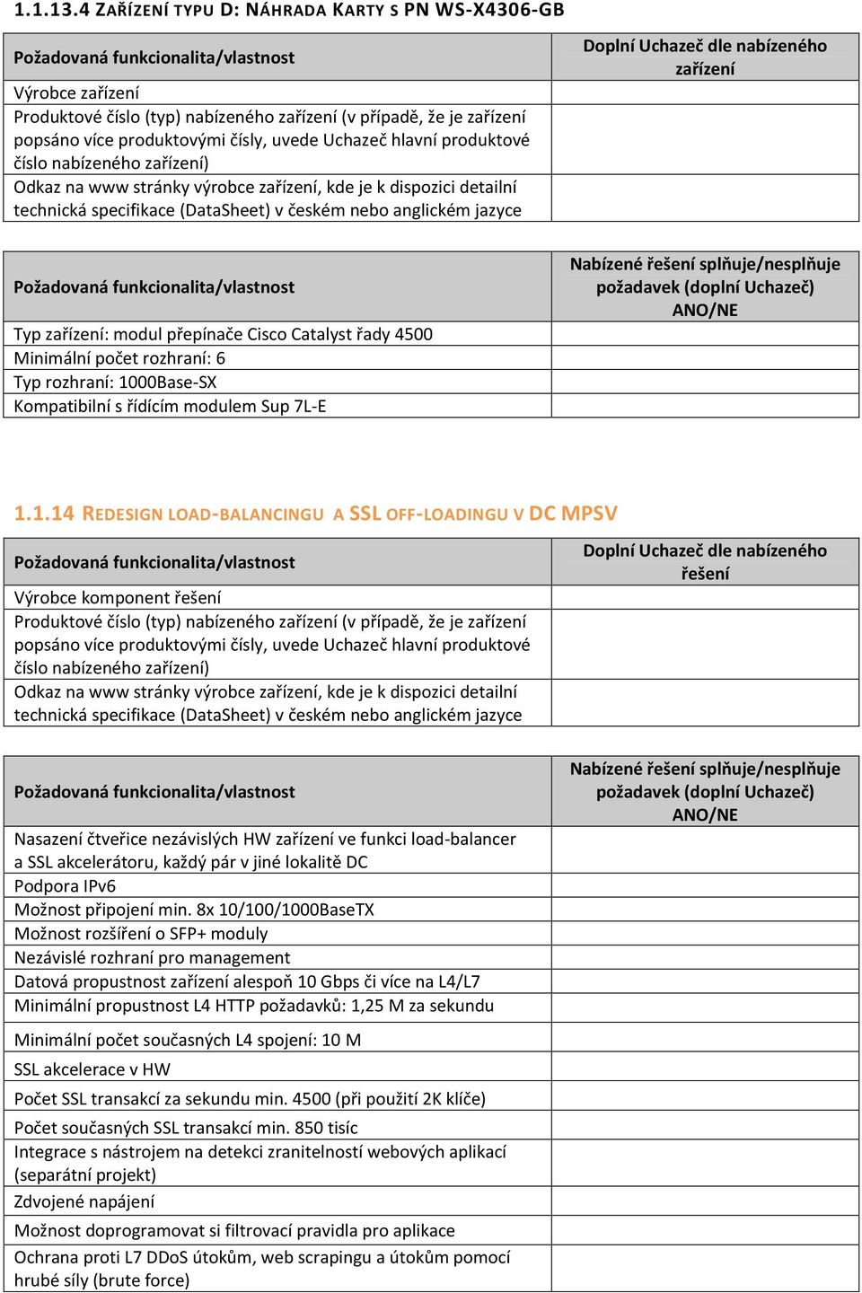 produktové číslo nabízeného zařízení) Odkaz na www stránky výrobce zařízení, kde je k dispozici detailní zařízení Typ zařízení: modul přepínače Cisco Catalyst řady 4500 Minimální počet rozhraní: 6