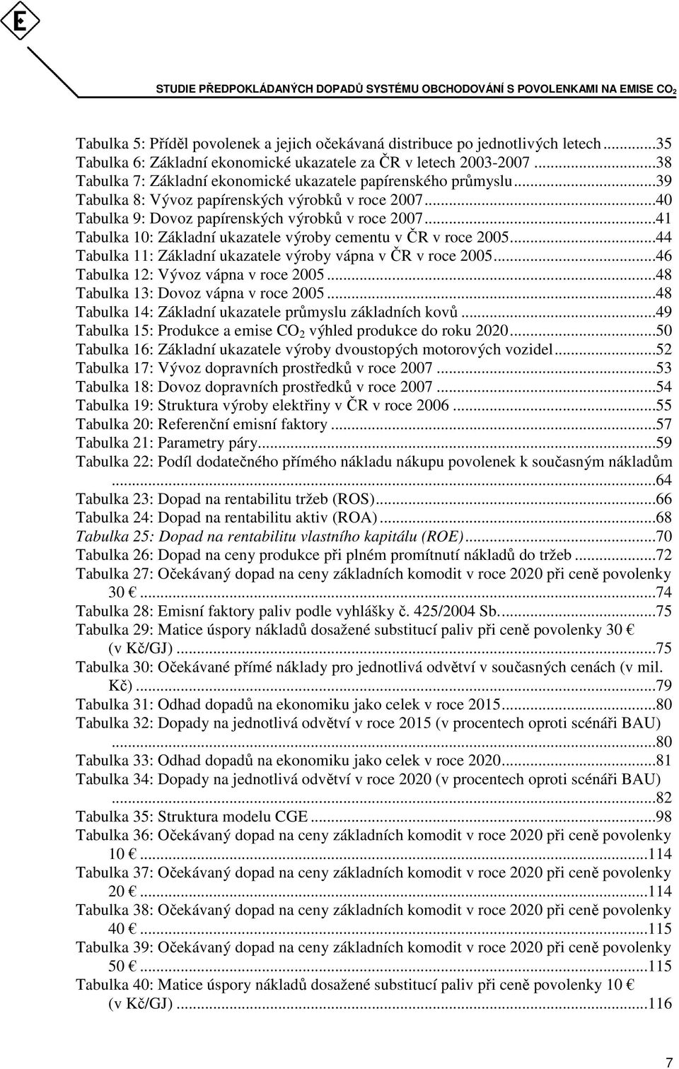 ..41 Tabulka 10: Základní ukazatele výroby cementu v ČR v roce 2005...44 Tabulka 11: Základní ukazatele výroby vápna v ČR v roce 2005...46 Tabulka 12: Vývoz vápna v roce 2005.