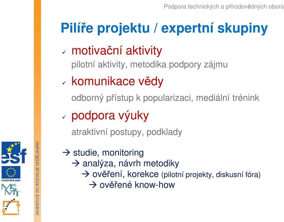 podpora výuky atraktivní postupy, podklady studie, monitoring studie, monitoring