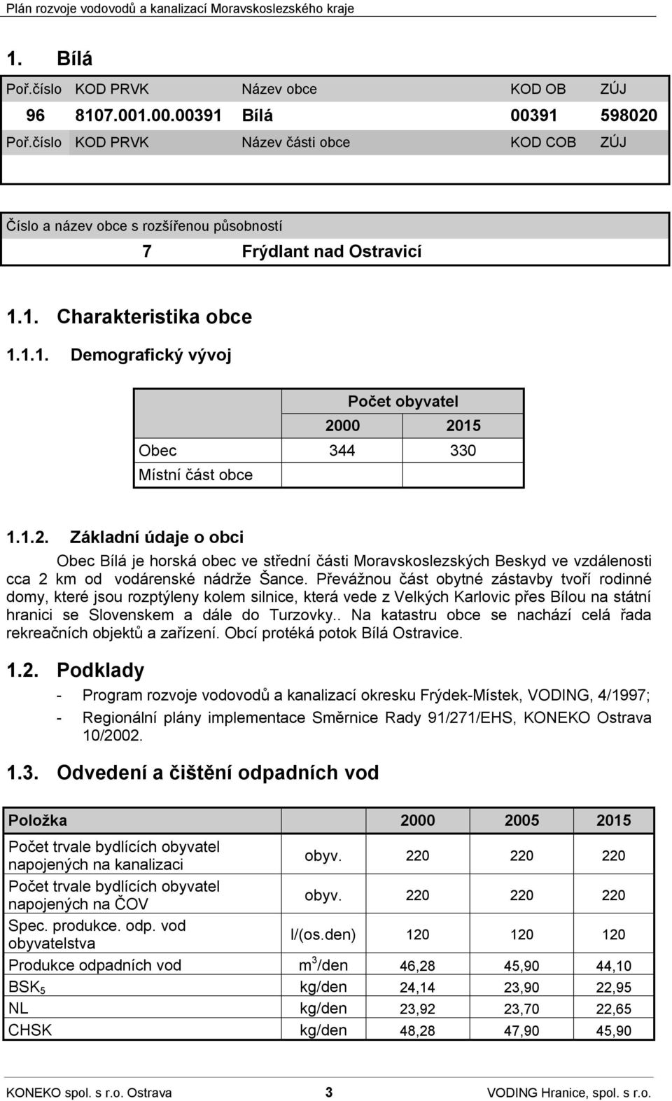 1.2. Základní údaje o obci Obec Bílá je horská obec ve střední části Moravskoslezských Beskyd ve vzdálenosti cca 2 km od vodárenské nádrže Šance.